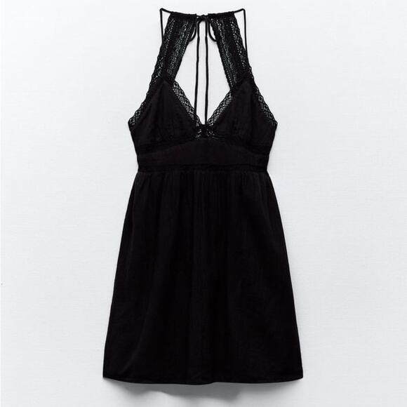 ZARA LACE INSERT MINI DRESS - Picture 10 of 12